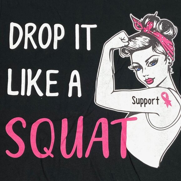Rosie the Riveter "Drop it Like a Squat" NWOT Adult M Black Tee by Gildan - Picture 2 of 6